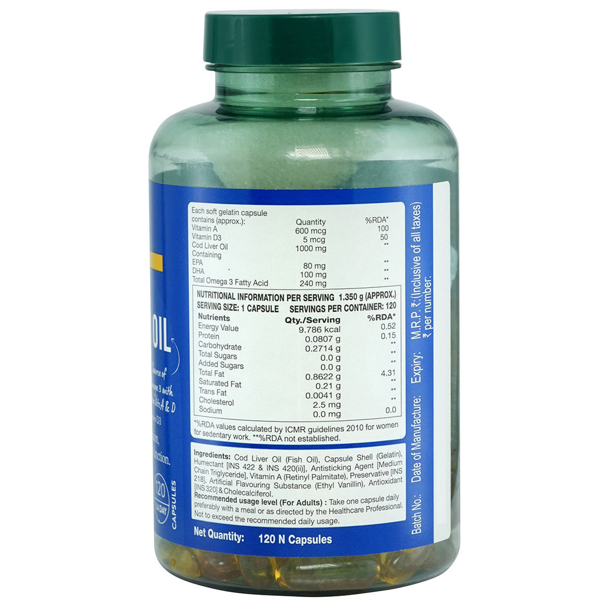 Holland & Barrett High Strength Cod Liver Oil 1000mg, 120 Capsules, Pack of 1 Holland & Barrett High Strength Cod Liver Oil 1000mg, 120 Capsules, Pack of 1