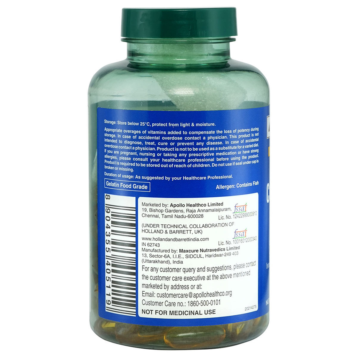 Holland & Barrett High Strength Cod Liver Oil 1000mg, 120 Capsules, Pack of 1 Holland & Barrett High Strength Cod Liver Oil 1000mg, 120 Capsules, Pack of 1