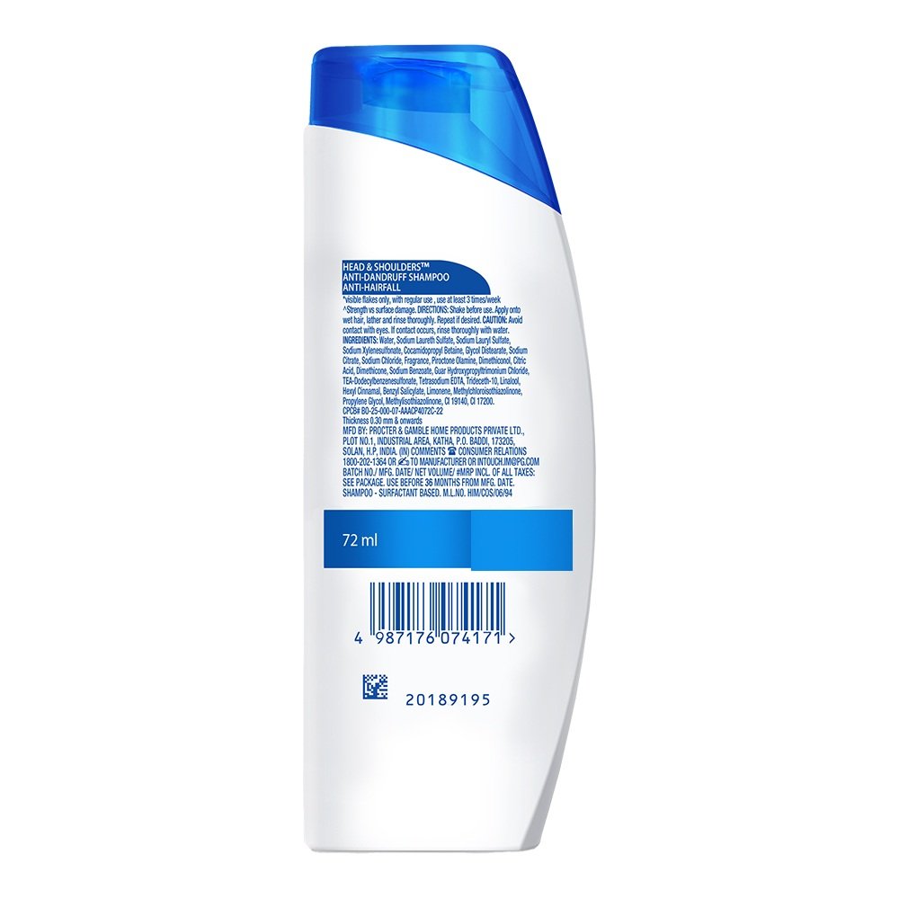 Head & Shoulders Anti-Dandruff Anti Hairfall Shampoo, 72 ml, Pack of 1 Head & Shoulders Anti-Dandruff Anti Hairfall Shampoo, 72 ml, Pack of 1
