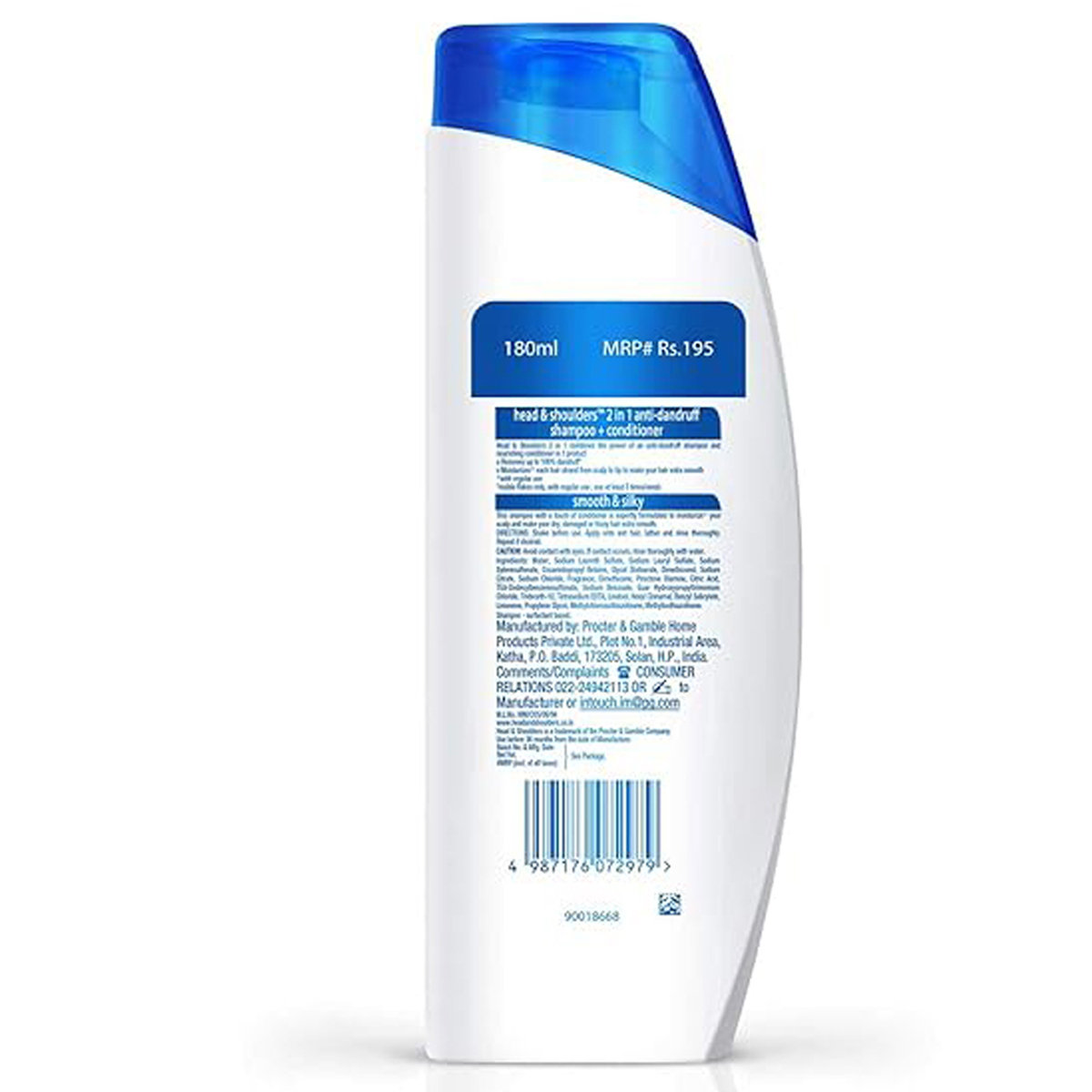 Head & Shoulders 2 in 1 Smooth & Silky Anti-Dandruff Shampoo + Conditioner, 180 ml, Pack of 1 Head & Shoulders 2 in 1 Smooth & Silky Anti-Dandruff Shampoo + Conditioner, 180 ml, Pack of 1