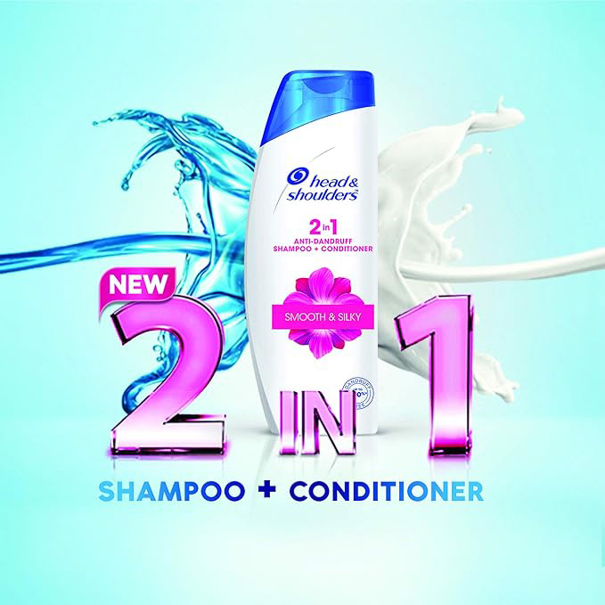 Head & Shoulders 2 in 1 Smooth & Silky Anti-Dandruff Shampoo + Conditioner, 180 ml, Pack of 1 Head & Shoulders 2 in 1 Smooth & Silky Anti-Dandruff Shampoo + Conditioner, 180 ml, Pack of 1
