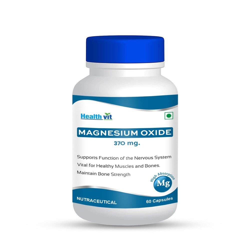 Healthvit Magnesium Oxide 370 mg, 60 Capsules, Pack of 1 Healthvit Magnesium Oxide 370 mg, 60 Capsules, Pack of 1