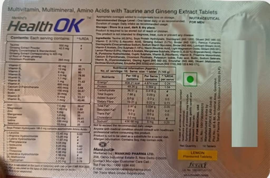 Health OK Multivitamin & Multimineral, 10 Tablets Price, Uses, Side