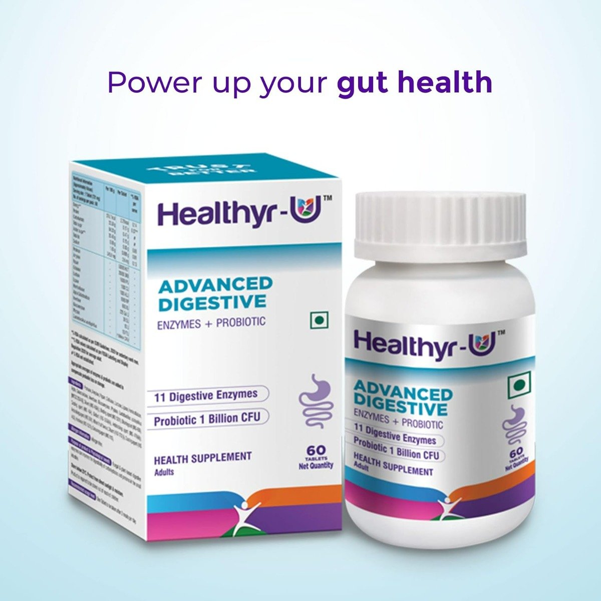 Healthyr-U Advanced Digestive Enzymes + Probiotic, 60 Tablets, Pack of 1 Healthyr-U Advanced Digestive Enzymes + Probiotic, 60 Tablets, Pack of 1