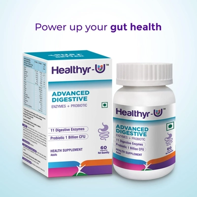 Healthyr-U Advanced Digestive Enzymes + Probiotic, 60 Tablets, Pack of 1