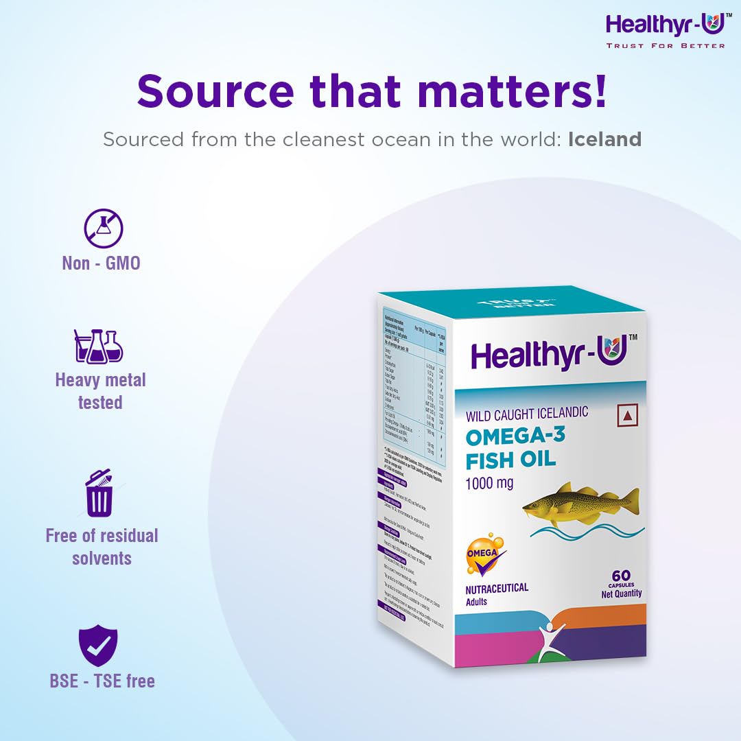 Healthyr-U Omega-3 Fish Oil 1000 mg, 60 Capsules, Pack of 1 Healthyr-U Omega-3 Fish Oil 1000 mg, 60 Capsules, Pack of 1