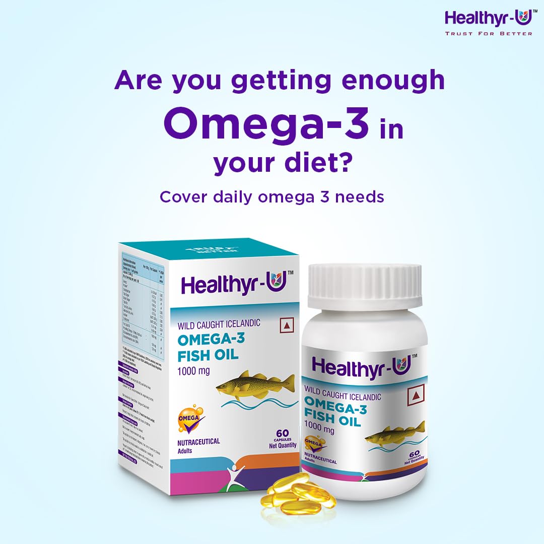 Healthyr-U Omega-3 Fish Oil 1000 mg, 60 Capsules, Pack of 1 Healthyr-U Omega-3 Fish Oil 1000 mg, 60 Capsules, Pack of 1