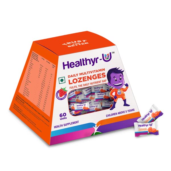 Healthyr-U Daily Multivitamin Lozenges for Kids, 60 Lozenges, Pack of 1 Healthyr-U Daily Multivitamin Lozenges for Kids, 60 Lozenges, Pack of 1