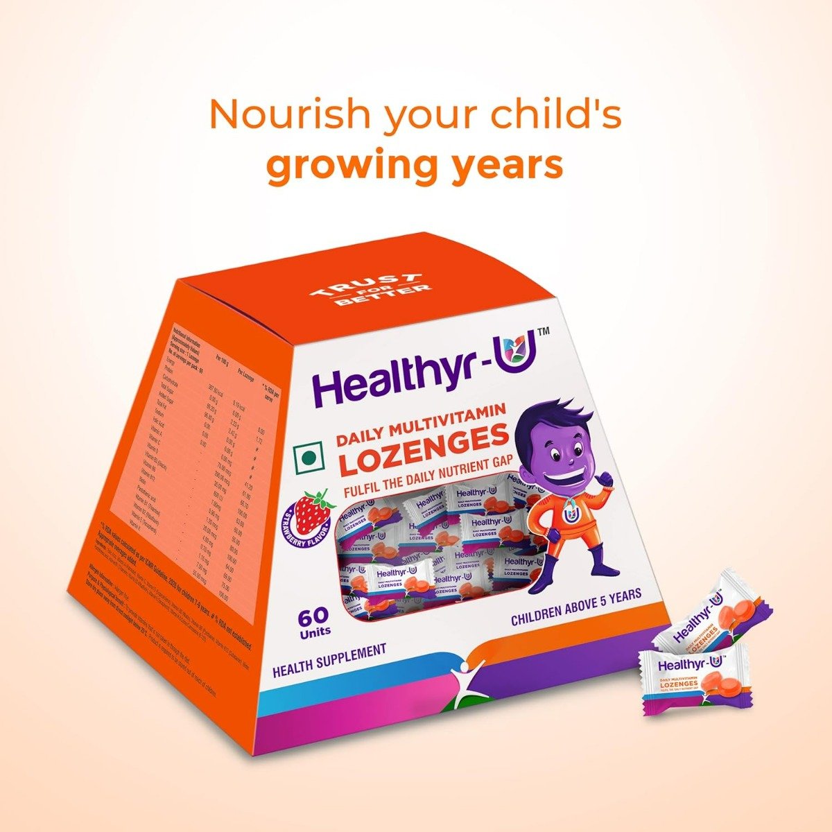 Healthyr-U Daily Multivitamin Lozenges for Kids, 60 Lozenges, Pack of 1 Healthyr-U Daily Multivitamin Lozenges for Kids, 60 Lozenges, Pack of 1
