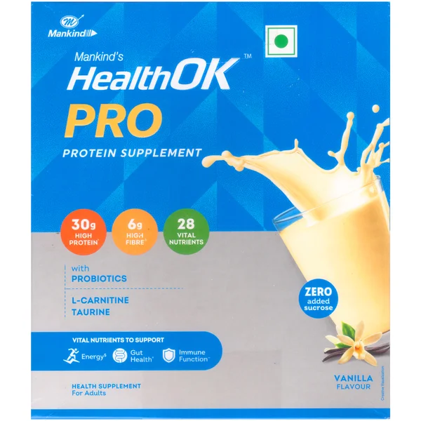 Health Ok Pro Vanilla Flavour Adults Powder, 200 gm