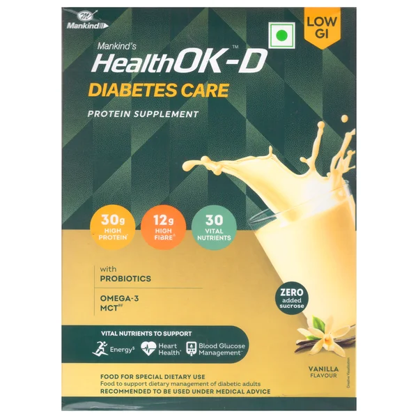 Healthok-D Diabetes Care Vanilla Flavour Powder, 400 gm Refill Pack