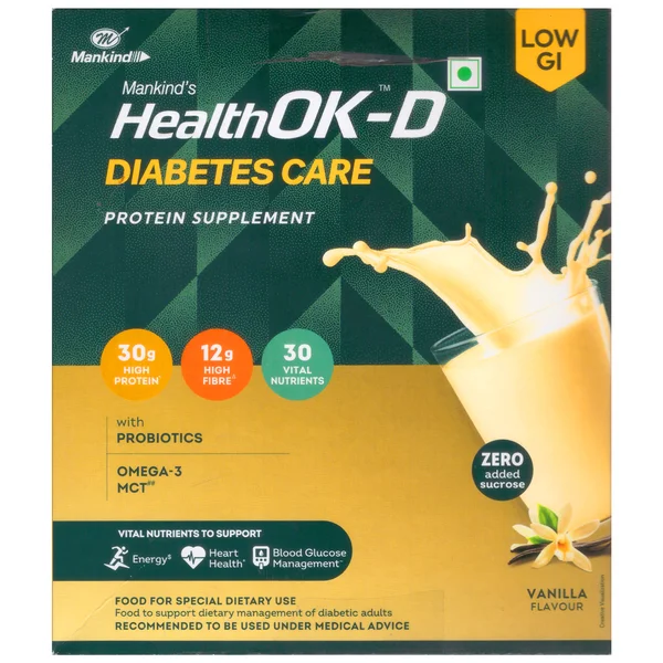 Health Ok-D Diabetes Care Vanilla Flv Powder, 200 gm Refill Pack