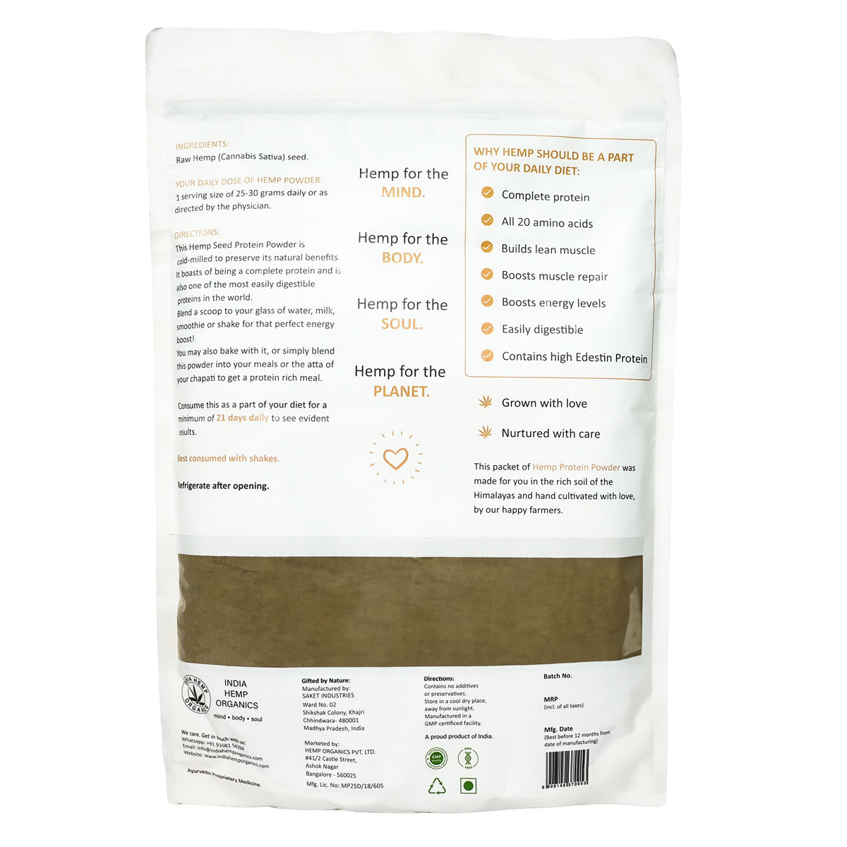 India Hemp Organics 100 Hemp Protein Powder, 1 kg Price, Uses, Side