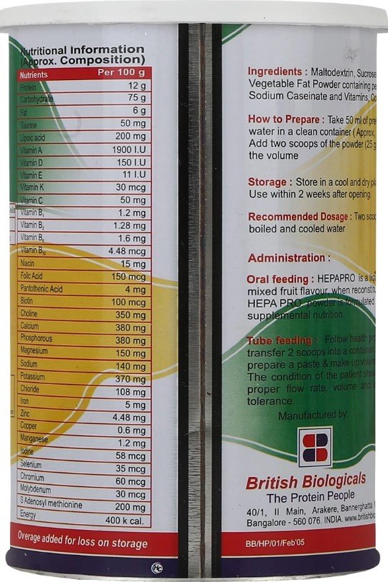 Hepa Pro Mixed Fruit Flavoured Specialized Diet For Liver Function, 200 gm Tin, Pack of 1 Hepa Pro Mixed Fruit Flavoured Specialized Diet For Liver Function, 200 gm Tin, Pack of 1