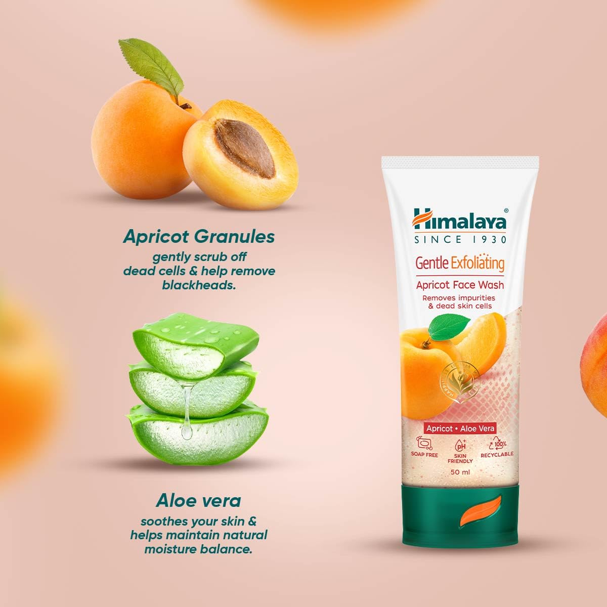 Himalaya Gentle Exfoliating Apricot Face Wash 50 ml | Apricot & Aloe Vera | Deep Cleansing | For Blackhead Removal, Pack of 1 Himalaya Gentle Exfoliating Apricot Face Wash 50 ml | Apricot & Aloe Vera | Deep Cleansing | For Blackhead Removal, Pack of 1