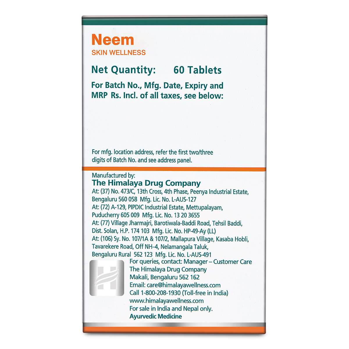 Himalaya Neem Skin Wellness, 60 Tablets, Pack of 1 Himalaya Neem Skin Wellness, 60 Tablets, Pack of 1