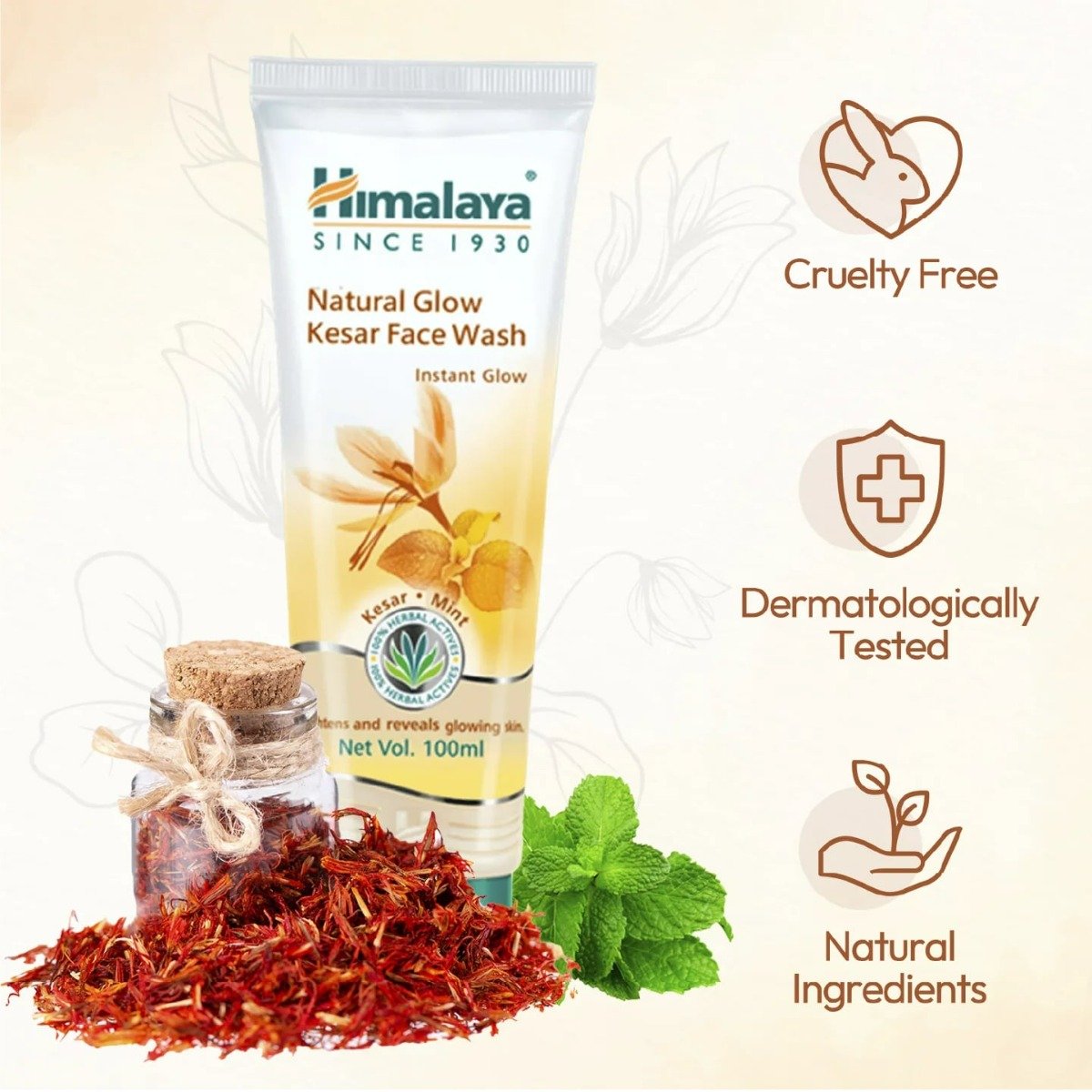 Himalaya Instant Glow Fairness Kesar Face Wash 100 ml | Kesar & Mint | Removes Skin Dullness | For Instant Glowing Skin, Pack of 1 Himalaya Instant Glow Fairness Kesar Face Wash 100 ml | Kesar & Mint | Removes Skin Dullness | For Instant Glowing Skin, Pack of 1