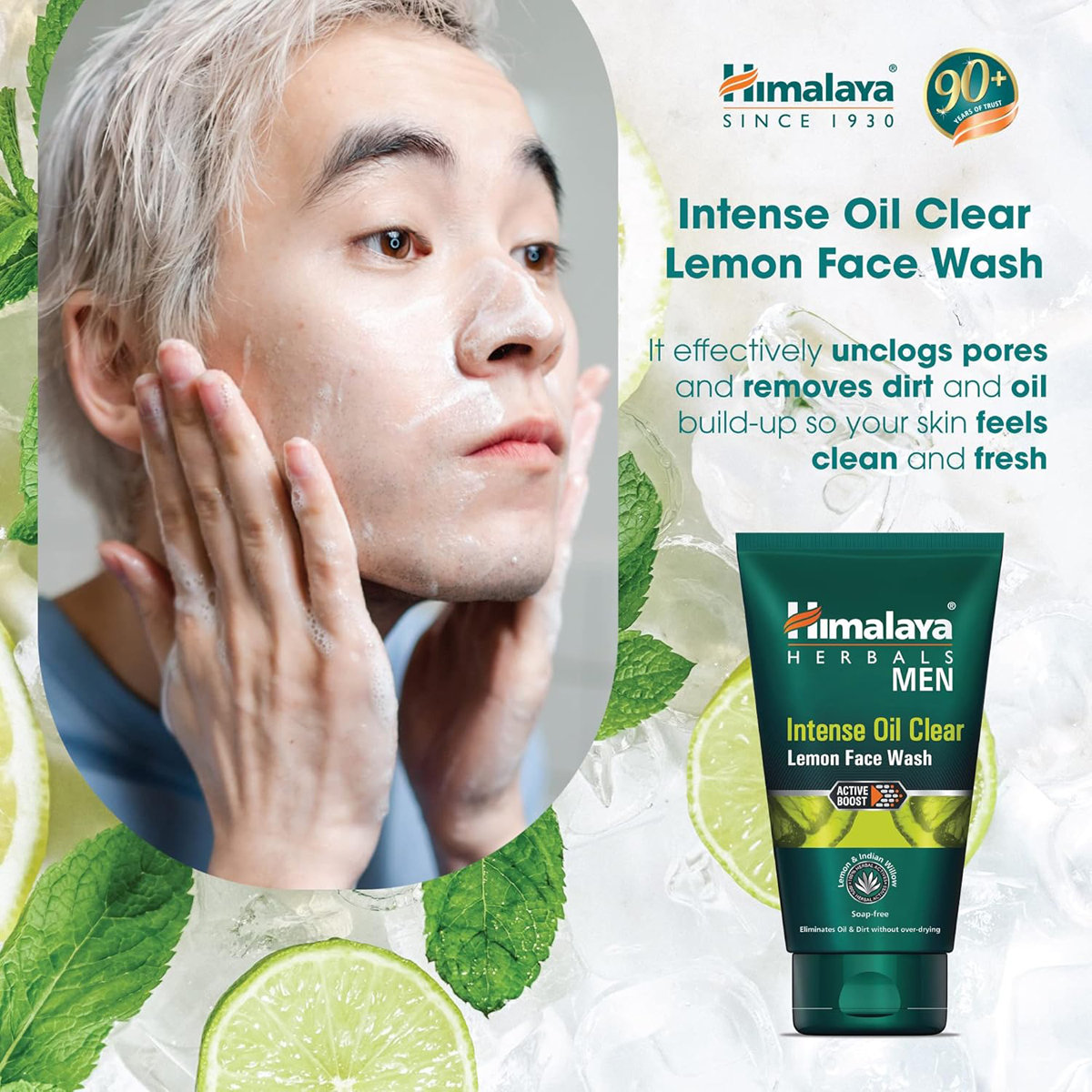 Himalaya Men Intense Oil Clear Lemon Face Wash 100 ml | Lemon & Indian Willow | Removes Excess Oil | Refreshes Skin | Active Boost Technology | For Men | For Oily Skin Himalaya Men Intense Oil Clear Lemon Face Wash 100 ml | Lemon & Indian Willow | Removes Excess Oil | Refreshes Skin | Active Boost Technology | For Men | For Oily Skin