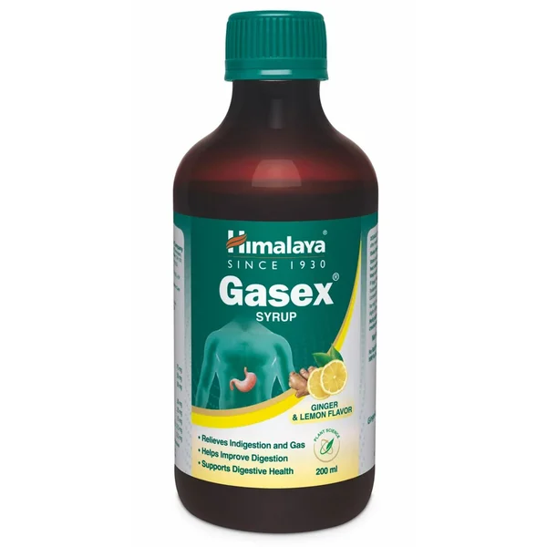 Himalaya Gasex Ginger-Lemon Flavour Syrup, 200 ml, Pack of 1