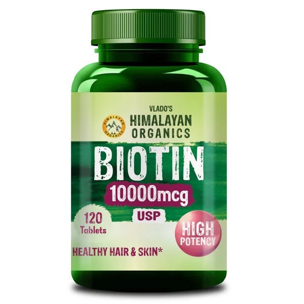 Vlado's Himalayan Organics Biotin 10000mcg, 120 Tablets, Pack of 1