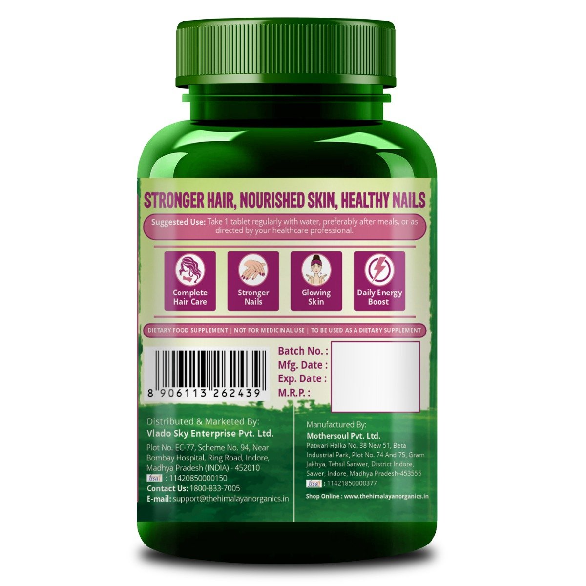Vlado's Himalayan Organics Biotin 10000mcg with Multivitamin, 120 Tablets, Pack of 1 Vlado's Himalayan Organics Biotin 10000mcg with Multivitamin, 120 Tablets, Pack of 1