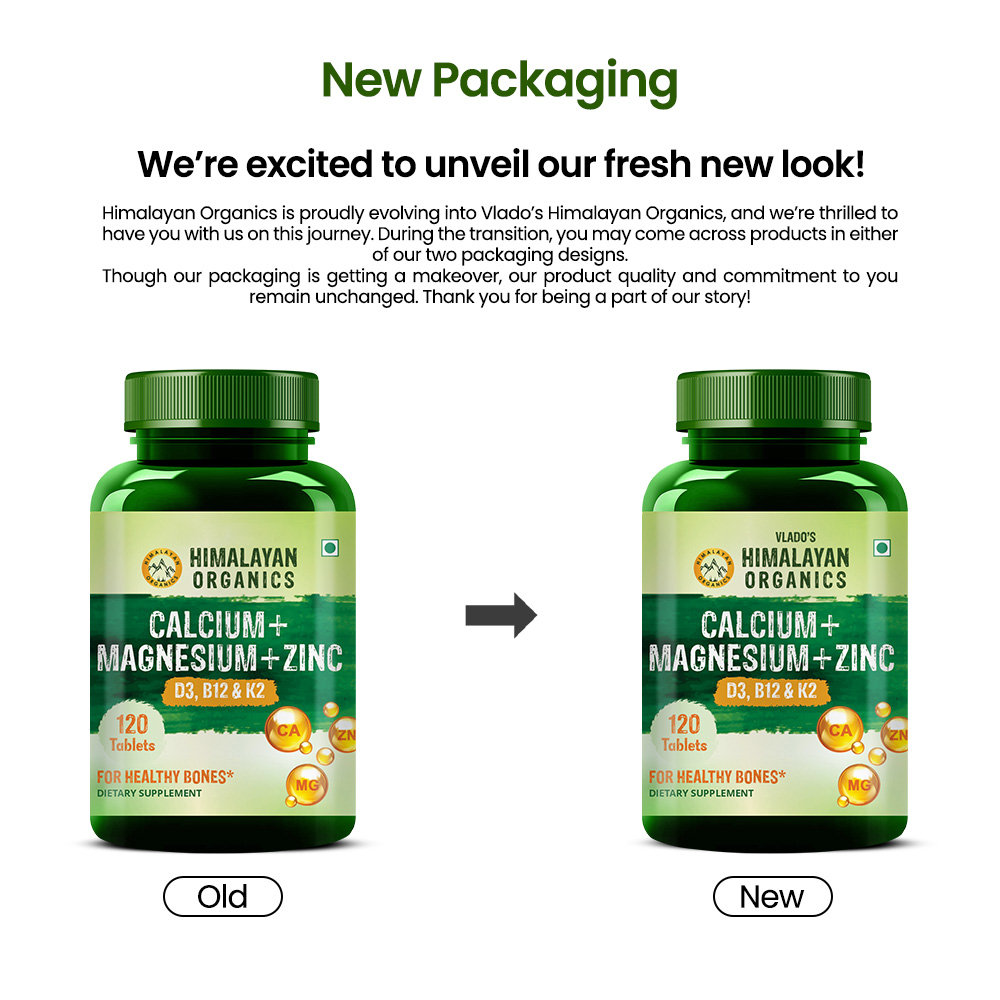 Vlado's Himalayan Organics Calcium+Magnesium+Zinc, 120 Tablets, Pack of 1 Vlado's Himalayan Organics Calcium+Magnesium+Zinc, 120 Tablets, Pack of 1