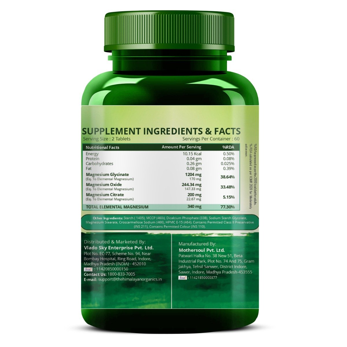 Vlado's Himalayan Organics Magnesium Citrtate+Glycinate, 120 Tablets, Pack of 1 Vlado's Himalayan Organics Magnesium Citrtate+Glycinate, 120 Tablets, Pack of 1