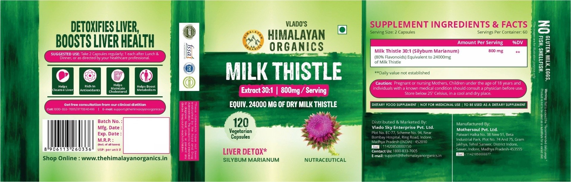 Vlado's Himalayan Organics Milk Thistle, 120 Capsules, Pack of 1 Vlado's Himalayan Organics Milk Thistle, 120 Capsules, Pack of 1