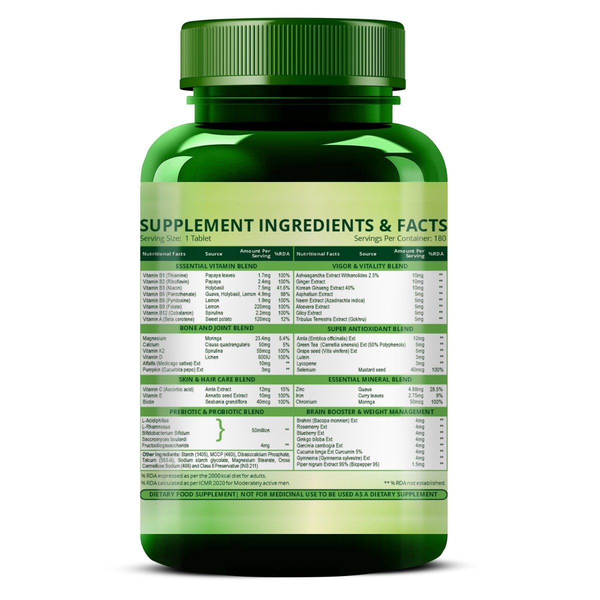 Vlado's Himalayan Organics Multivitamin with Probiotics, 180 Tablets, Pack of 1 Vlado's Himalayan Organics Multivitamin with Probiotics, 180 Tablets, Pack of 1