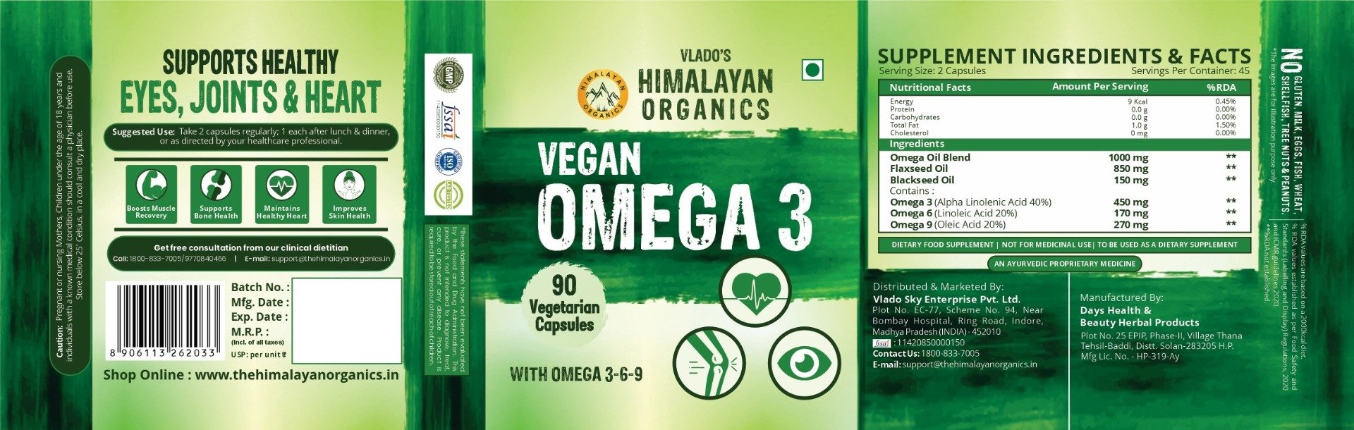 Vlado's Himalayan Organics Vegan Omega 3, 90 Capsules, Pack of 1 Vlado's Himalayan Organics Vegan Omega 3, 90 Capsules, Pack of 1