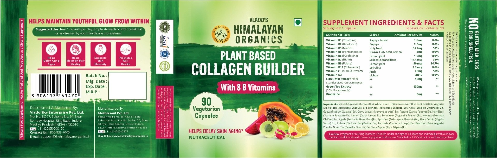Vlado's Himalayan Organics Plant Based Collagen Builder, 90 Capsules, Pack of 1 Vlado's Himalayan Organics Plant Based Collagen Builder, 90 Capsules, Pack of 1