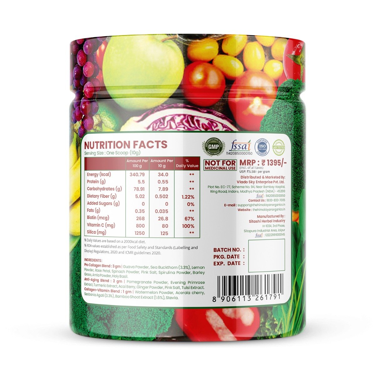 Vlado's Himalayan Organics Plant Based Collagen Builder Powder, 250 gm, Pack of 1 Vlado's Himalayan Organics Plant Based Collagen Builder Powder, 250 gm, Pack of 1