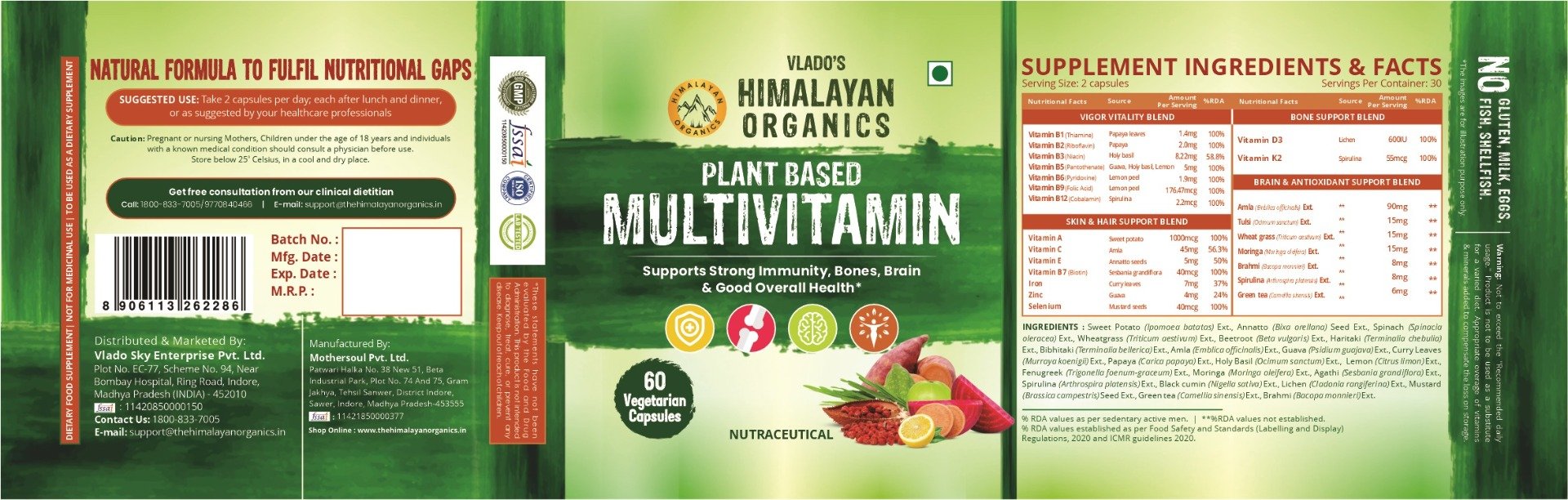 Vlado's Himalayan Organics Plant Based Multivitamin, 60 Capsules, Pack of 1 Vlado's Himalayan Organics Plant Based Multivitamin, 60 Capsules, Pack of 1