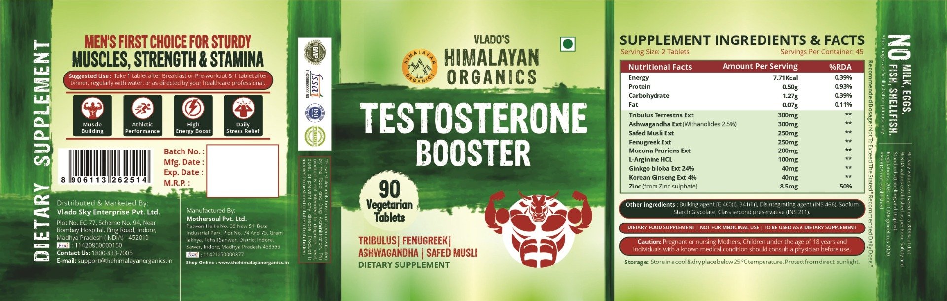 Vlado's Himalayan Organics Testosterone Booster, 90 Tablets, Pack of 1 Vlado's Himalayan Organics Testosterone Booster, 90 Tablets, Pack of 1