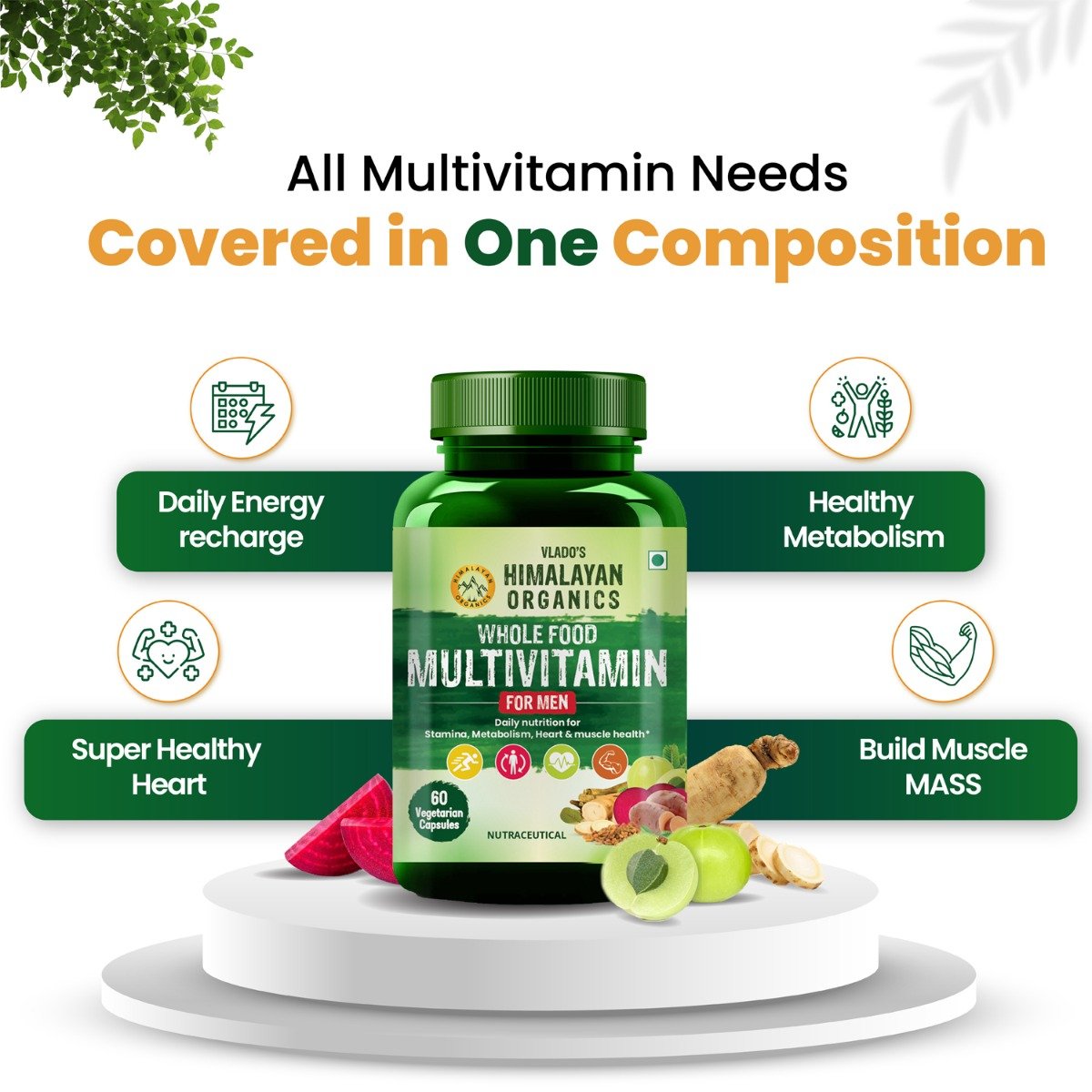 Vlado's Himalayan Organics Whole Food Multivitamin for Men, 60 Capsules, Pack of 1 Vlado's Himalayan Organics Whole Food Multivitamin for Men, 60 Capsules, Pack of 1