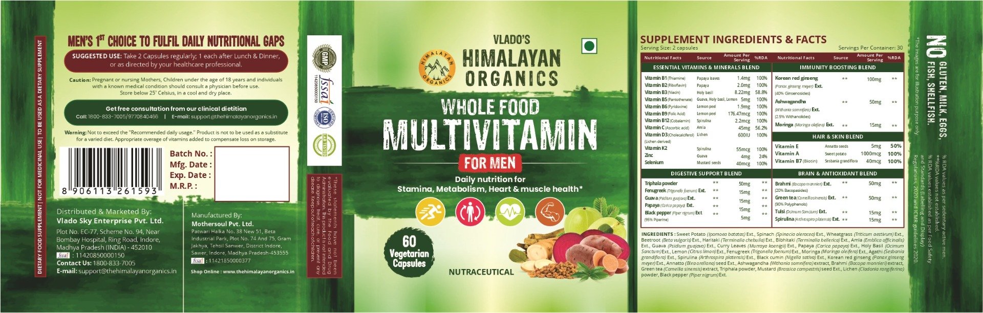 Vlado's Himalayan Organics Whole Food Multivitamin for Men, 60 Capsules, Pack of 1 Vlado's Himalayan Organics Whole Food Multivitamin for Men, 60 Capsules, Pack of 1
