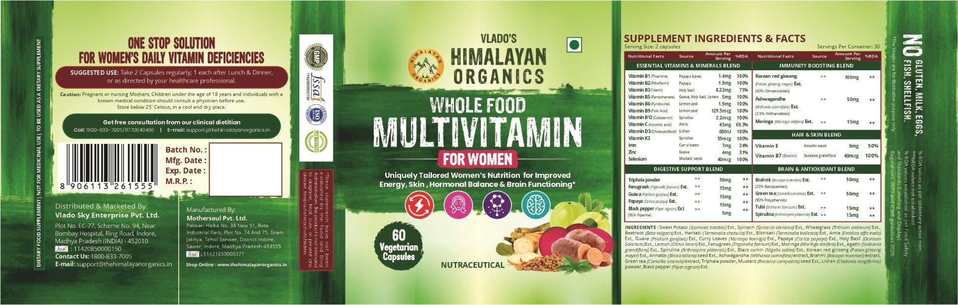 Vlado's Himalayan Organics Whole Food Multivitamin for Women, 60 Capsules, Pack of 1 Vlado's Himalayan Organics Whole Food Multivitamin for Women, 60 Capsules, Pack of 1