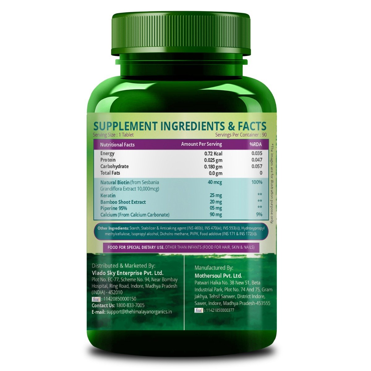 Vlado's Himalayan Organics Biotin 10,000mcg with Keratin+Piperine, 90 Tablets, Pack of 1 Vlado's Himalayan Organics Biotin 10,000mcg with Keratin+Piperine, 90 Tablets, Pack of 1