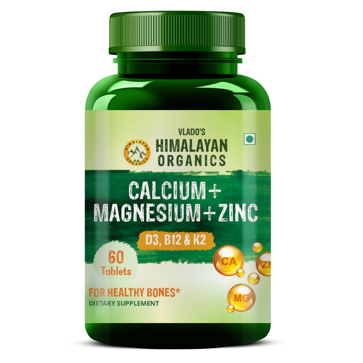 Vlado's Himalayan Organics Calcium+Magnesium+Zinc+Vitamin D3, B12&K2, 60 Tablets, Pack of 1 Vlado's Himalayan Organics Calcium+Magnesium+Zinc+Vitamin D3, B12&K2, 60 Tablets, Pack of 1