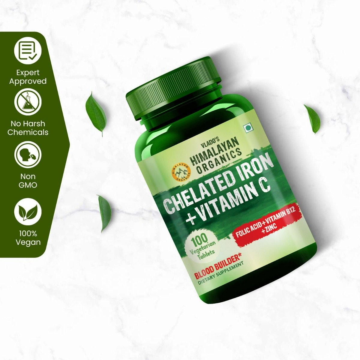 Vlado's Himalayan Organics Chelated Iron with Vitamin C, 100 Tablets, Pack of 1 Vlado's Himalayan Organics Chelated Iron with Vitamin C, 100 Tablets, Pack of 1