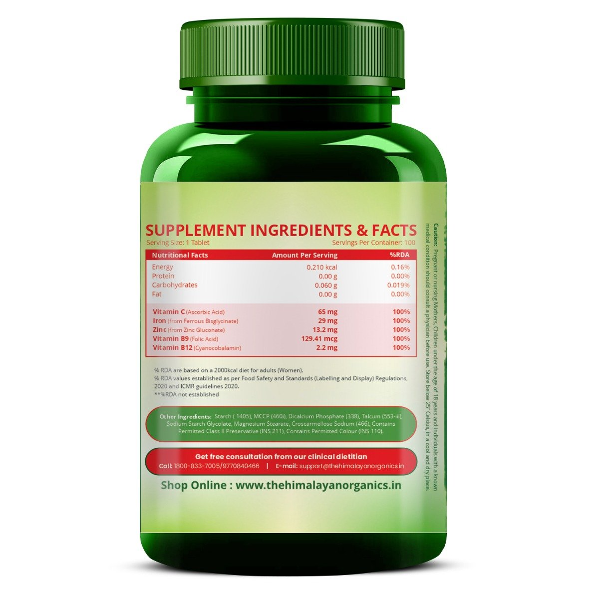 Vlado's Himalayan Organics Chelated Iron with Vitamin C, 100 Tablets, Pack of 1 Vlado's Himalayan Organics Chelated Iron with Vitamin C, 100 Tablets, Pack of 1