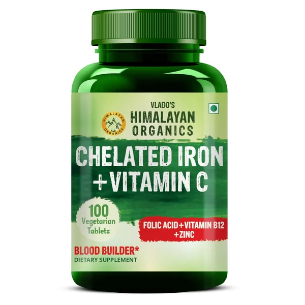 Vlado's Himalayan Organics Chelated Iron with Vitamin C, 100 Tablets, Pack of 1