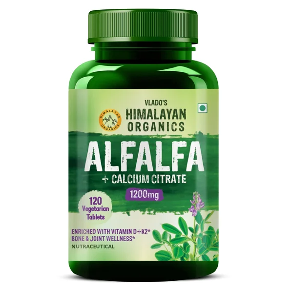 Vlado's Himalayan Organics Alfalfa Calcium Citrate Malate 1200mg, 120 Tablets, Pack of 1