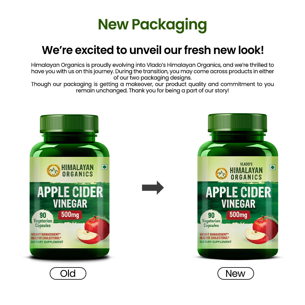 Vlado's Himalayan Organics Apple Cider Vinegar 500mg Supplement for Weight Management, 90 Capsules, Pack of 1 Vlado's Himalayan Organics Apple Cider Vinegar 500mg Supplement for Weight Management, 90 Capsules, Pack of 1