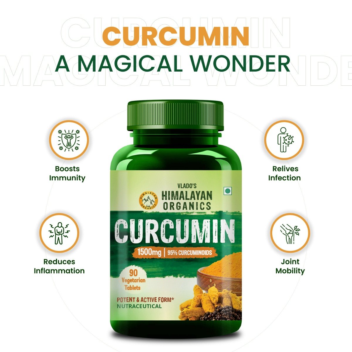 Vlado's Himalayan Organics Curcumin, 90 Tablets, Pack of 1 Vlado's Himalayan Organics Curcumin, 90 Tablets, Pack of 1