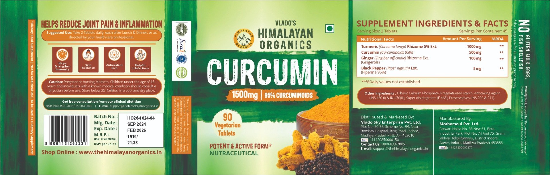 Vlado's Himalayan Organics Curcumin, 90 Tablets, Pack of 1 Vlado's Himalayan Organics Curcumin, 90 Tablets, Pack of 1