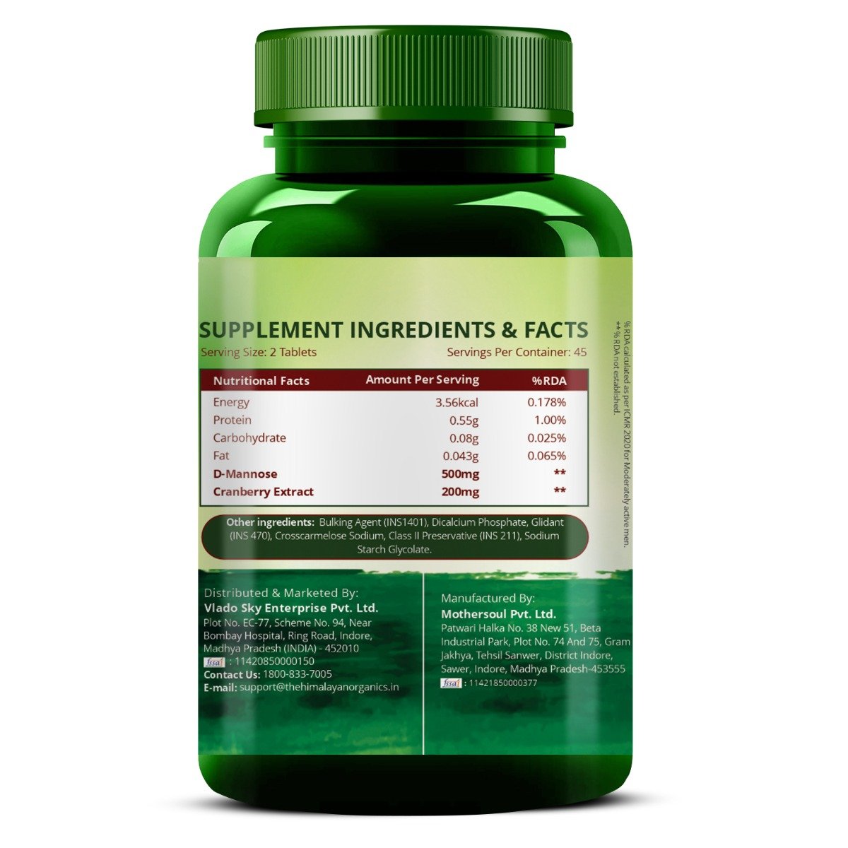 Vlado's Himalayan Organics D-Mannose + Cranberry, 90 Tablets, Pack of 1 Vlado's Himalayan Organics D-Mannose + Cranberry, 90 Tablets, Pack of 1