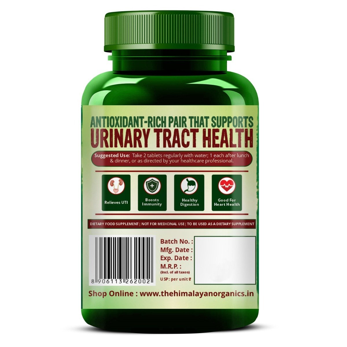 Vlado's Himalayan Organics D-Mannose + Cranberry, 90 Tablets, Pack of 1 Vlado's Himalayan Organics D-Mannose + Cranberry, 90 Tablets, Pack of 1