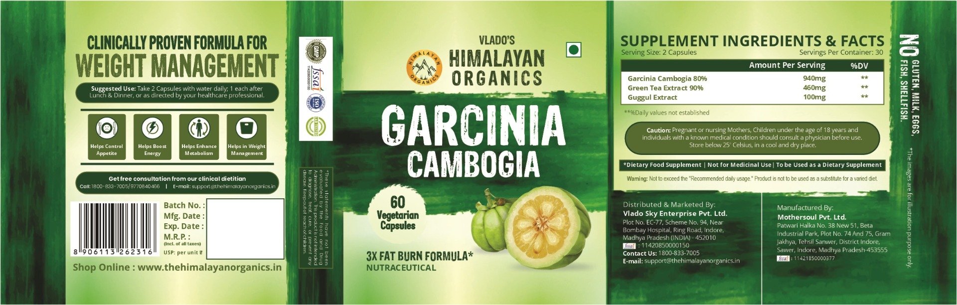 Vlado's Himalayan Organics Garcinia Cambogia, 60 Capsules, Pack of 1 Vlado's Himalayan Organics Garcinia Cambogia, 60 Capsules, Pack of 1
