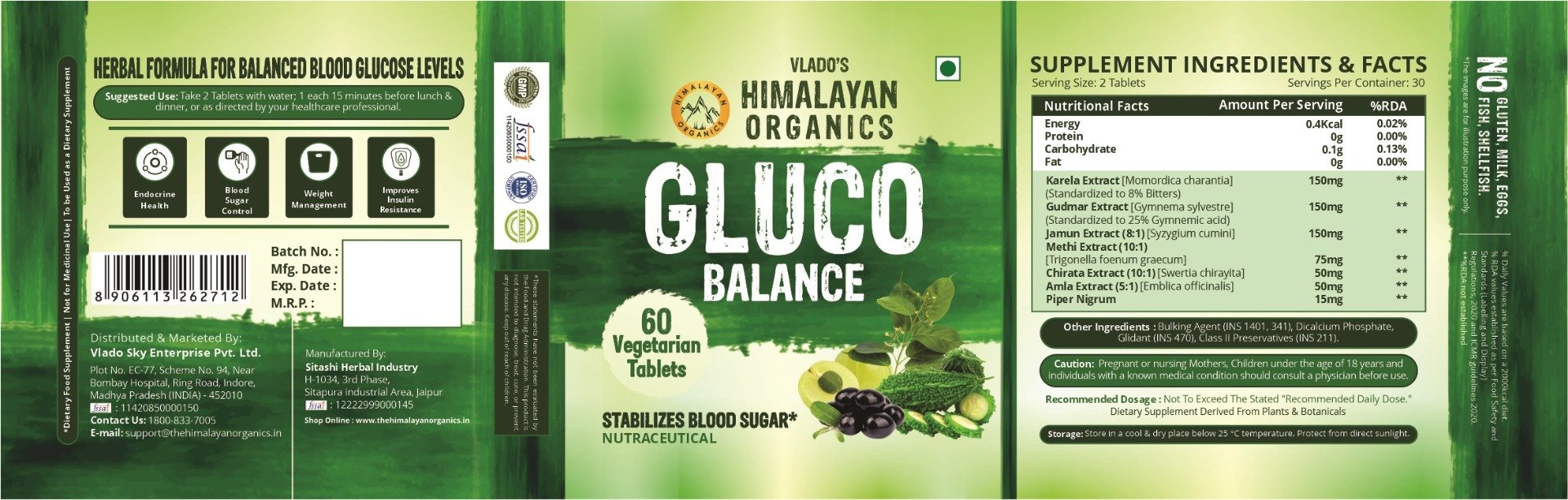 Vlado's Himalayan Organics Gluco Balance, 60 Tablets, Pack of 1 Vlado's Himalayan Organics Gluco Balance, 60 Tablets, Pack of 1